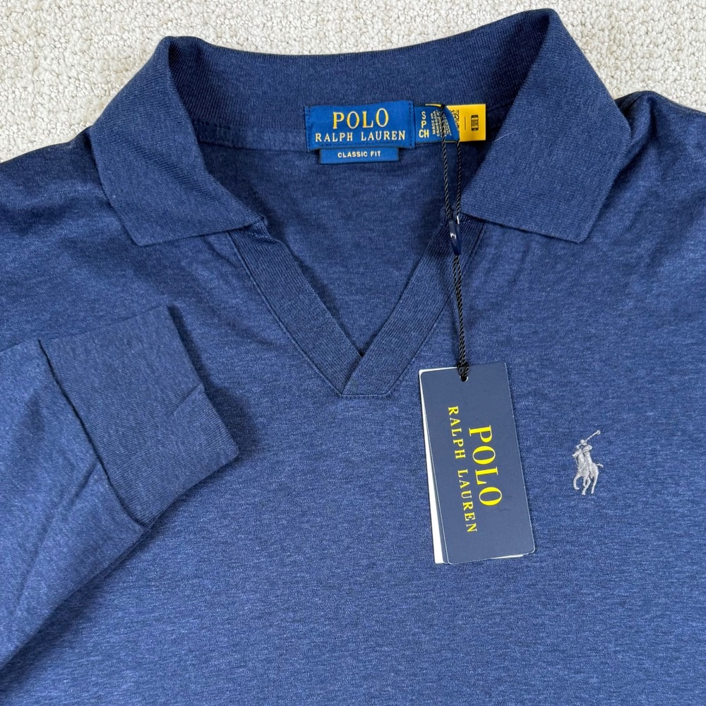 NEW Polo Ralph Lauren Men Small Classic Fit Johnny Collar Long Sleeve Polo Shirt